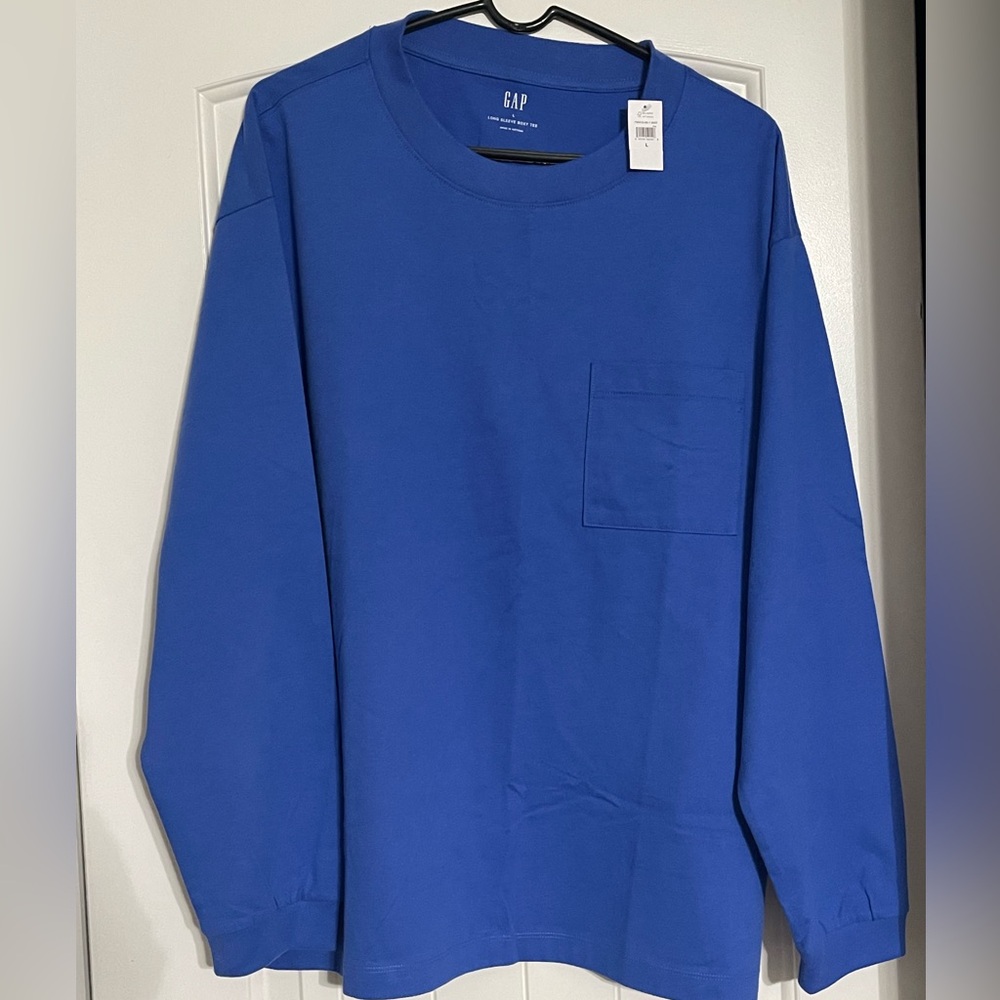 GAP Royal Blue Boxy Long Sleeve Tee - Mens Large